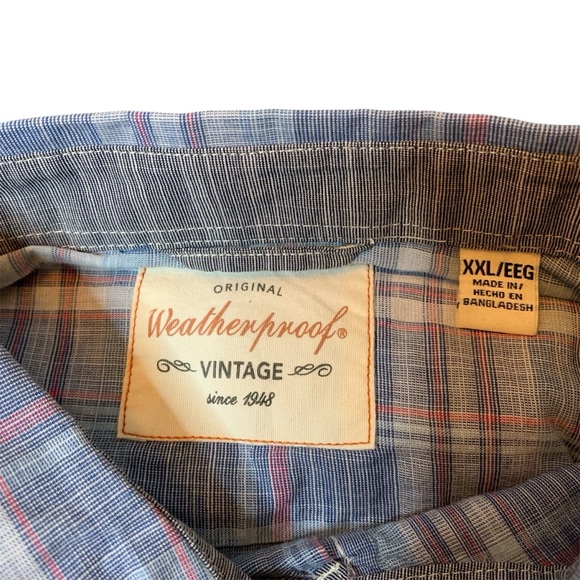 Weatherproof Vintage Air Tex Men's XXL Plaid Shirt - Blue and Gray NWT - Picture 3 of 4